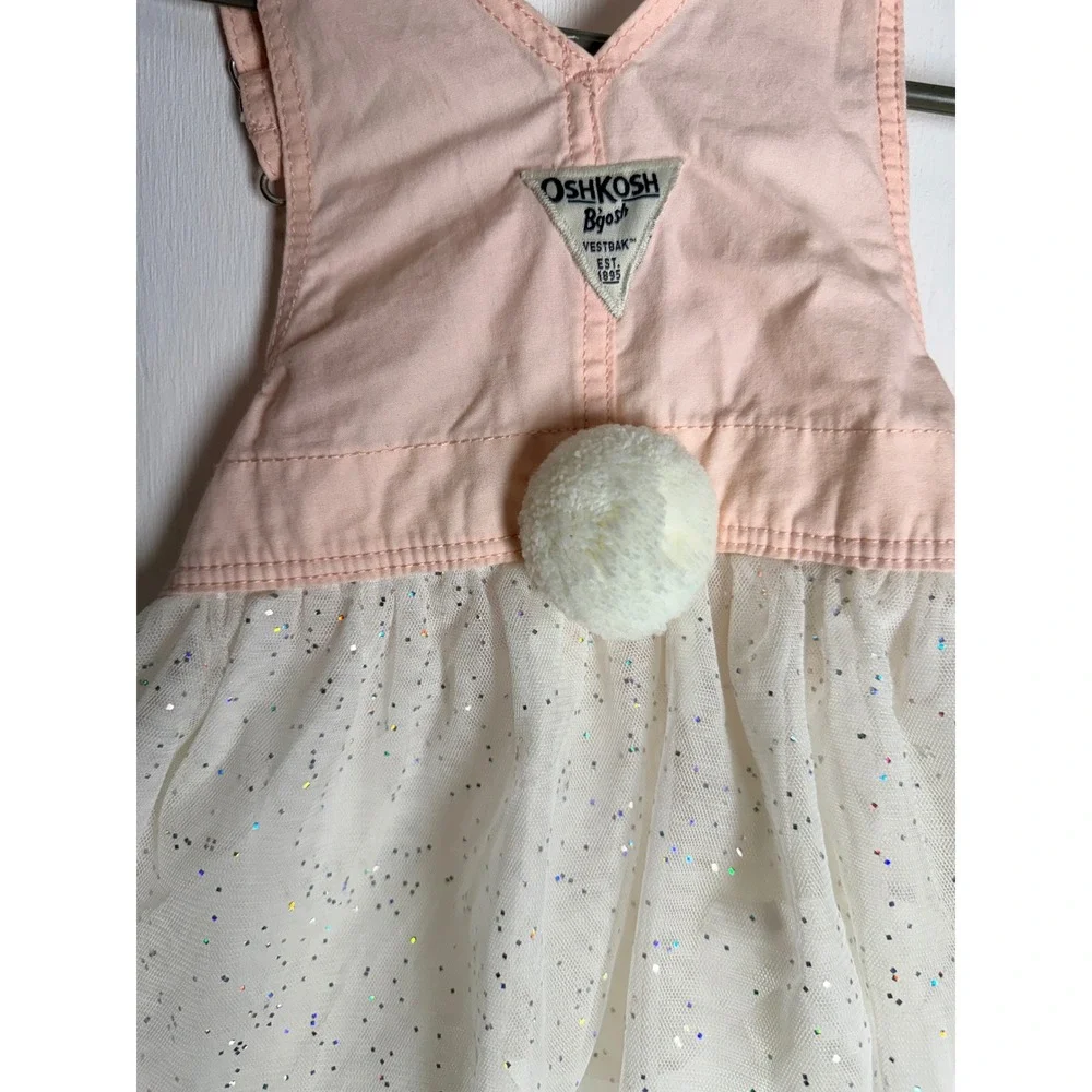 OshKosh Bgosh Pink Bunny Tulle Overall Dress Glitter Tutu Easter Rabbit Skirt